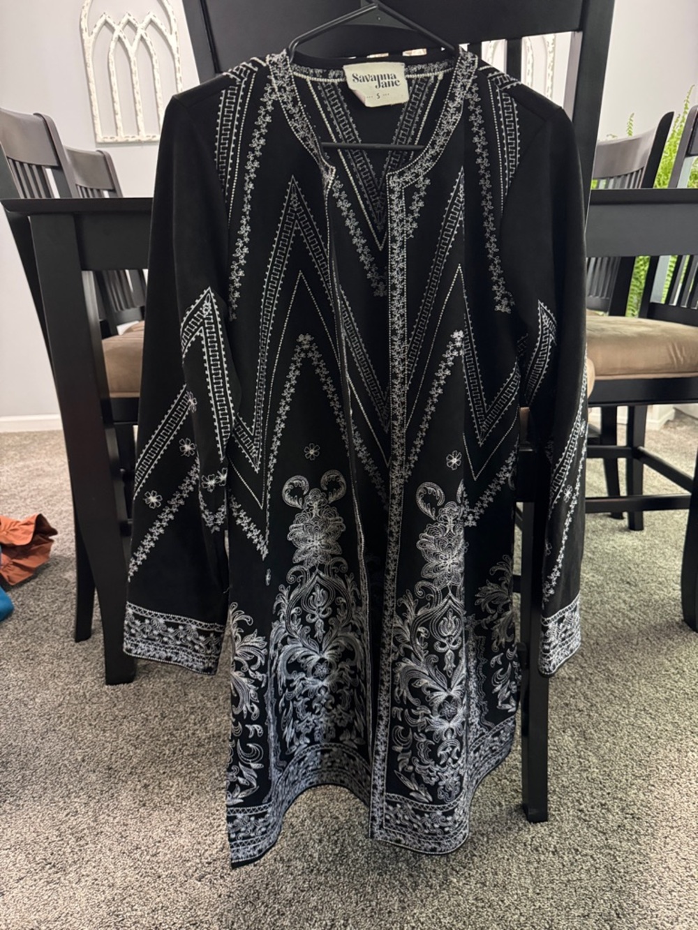 Savanna Jane Black Suede & Silver Embroidered Tunic
